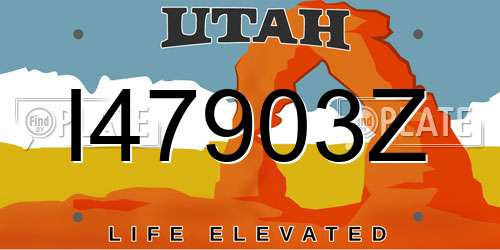 I47903Z Utah License Plate