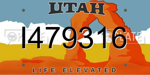 I479316 Utah License Plate