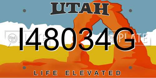 I48034G Utah License Plate
