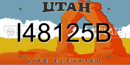 I48125B Utah License Plate