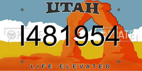 I481954 Utah License Plate