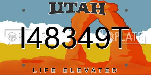 I48349T Utah License Plate