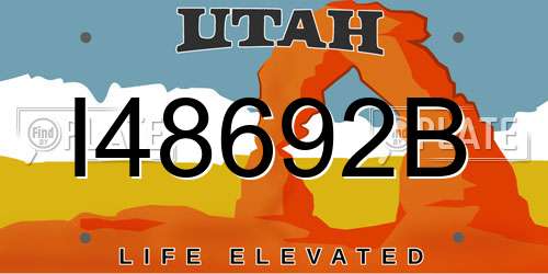 I48692B Utah License Plate