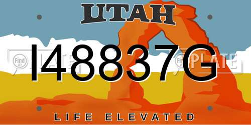 I48837G Utah License Plate