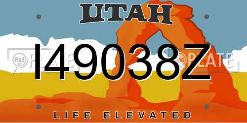 I49038Z Utah License Plate