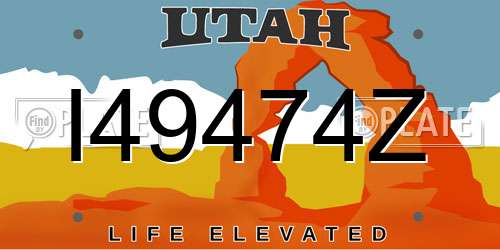 I49474Z Utah License Plate