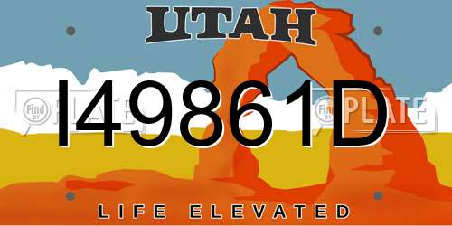 I49861D Utah License Plate