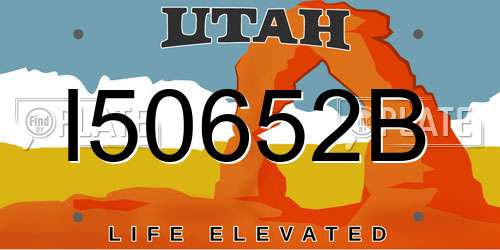 I50652B Utah License Plate