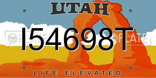 I54698T Utah License Plate