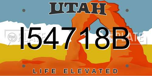 I54718B Utah License Plate