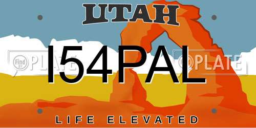 I54PAL Utah License Plate