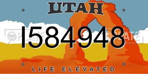 I584948 Utah License Plate