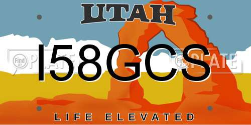 I58GCS Utah License Plate