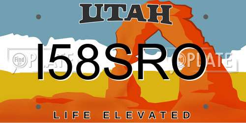 I58SRO Utah License Plate