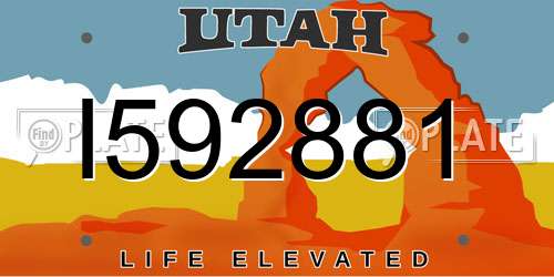 I592881 Utah License Plate