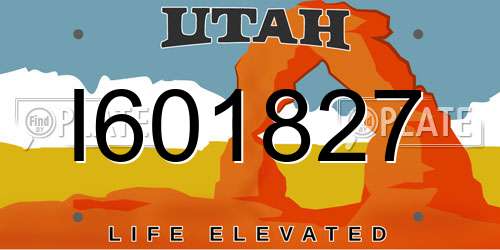 I601827 Utah License Plate
