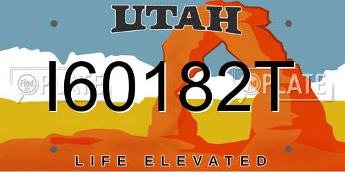 I60182T Utah License Plate