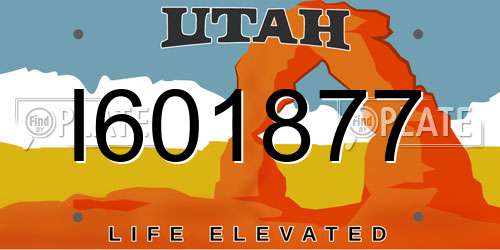 I601877 Utah License Plate