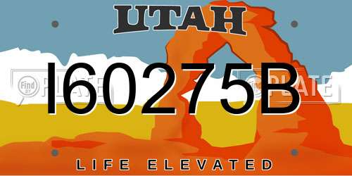 I60275B Utah License Plate
