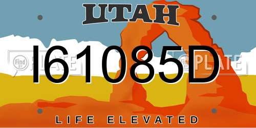 I61085D Utah License Plate