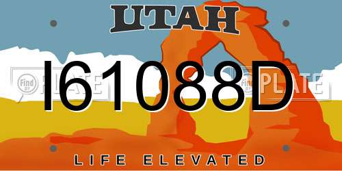 I61088D Utah License Plate