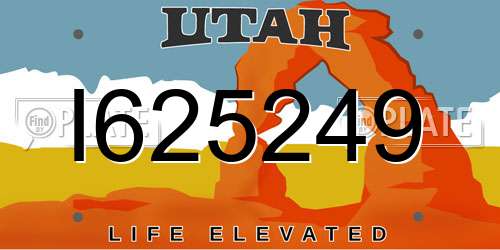 I625249 Utah License Plate