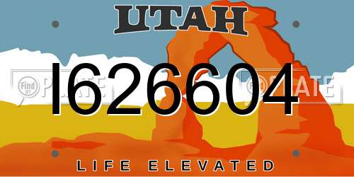 I626604 Utah License Plate