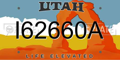 I62660A Utah License Plate