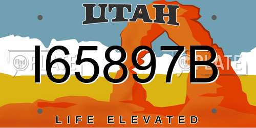 I65897B Utah License Plate