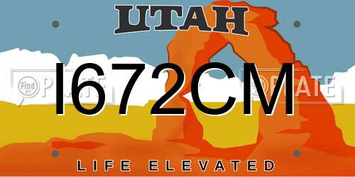 I672CM Utah License Plate