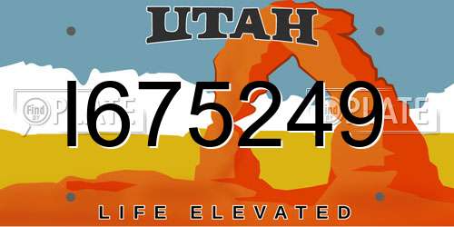 I675249 Utah License Plate