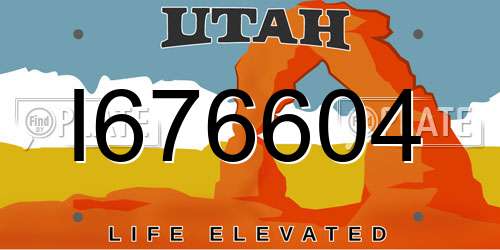 I676604 Utah License Plate