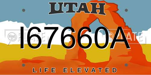 I67660A Utah License Plate