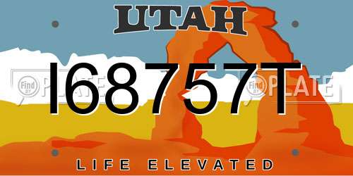 I68757T Utah License Plate