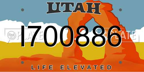 I700886 Utah License Plate