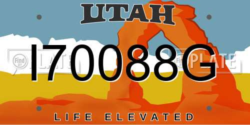 I70088G Utah License Plate