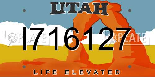 I716127 Utah License Plate
