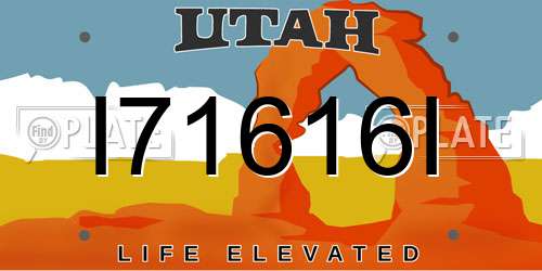 I71616I Utah License Plate
