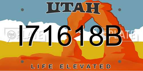 I71618B Utah License Plate
