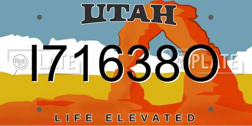 I71638O Utah License Plate