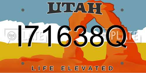 I71638Q Utah License Plate
