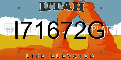 I71672G Utah License Plate