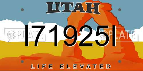 I71925I Utah License Plate