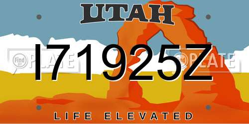 I71925Z Utah License Plate