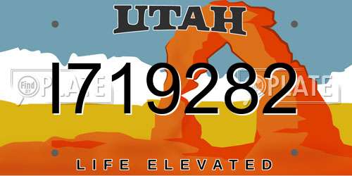 I719282 Utah License Plate