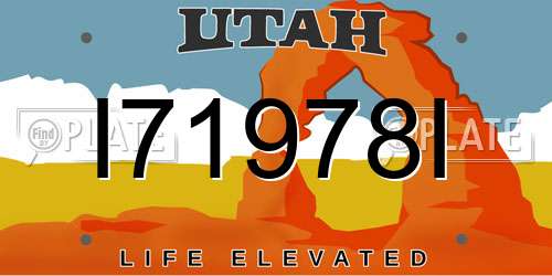I71978I Utah License Plate