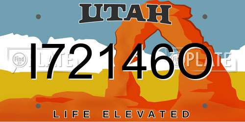 I72146O Utah License Plate