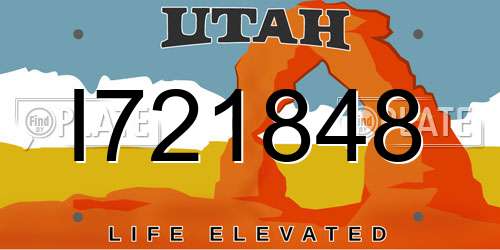 I721848 Utah License Plate