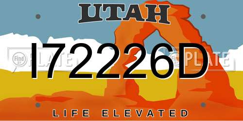 I72226D Utah License Plate