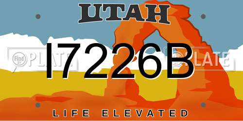 I7226B Utah License Plate